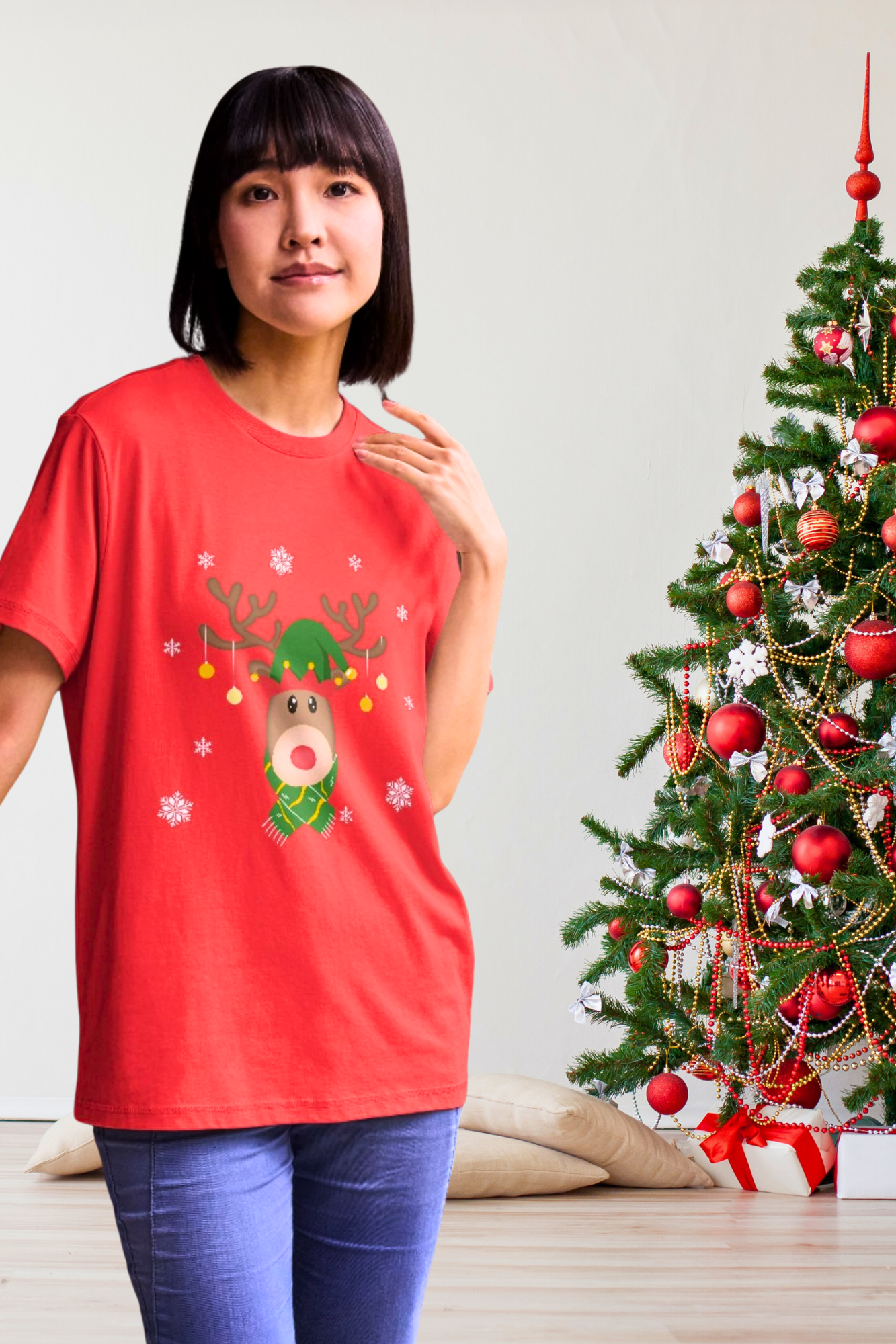 tee-shirt Renne de Noël Femme