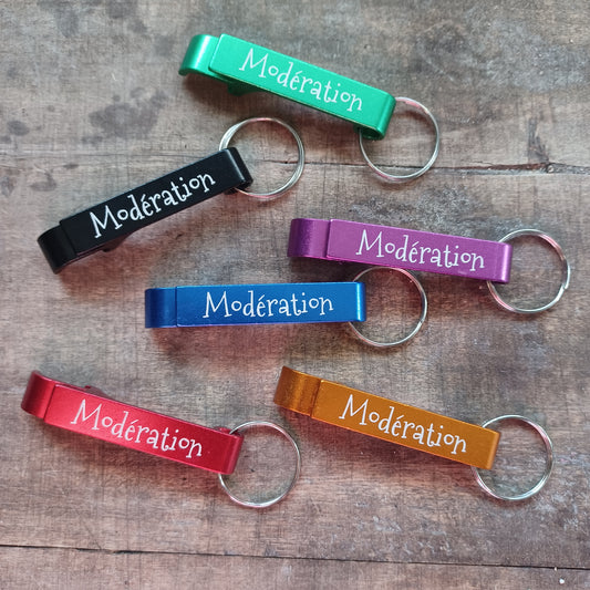 Porte-clés décapsuleur "Modération"