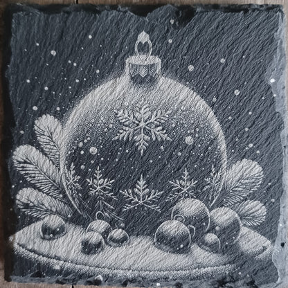 Sous-verre ardoise Boule de Noël