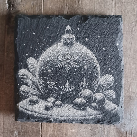 Sous-verre ardoise Boule de Noël