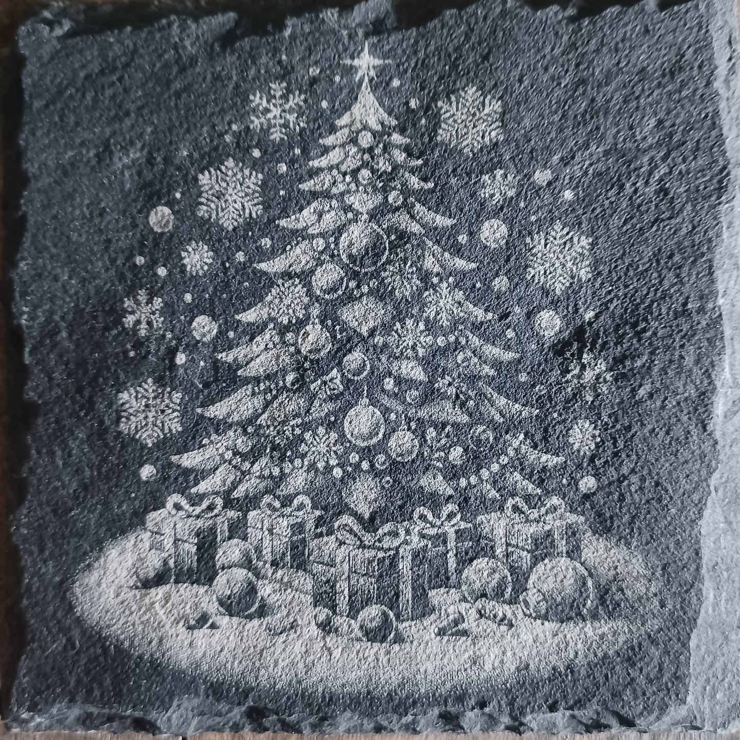 Sous-verre ardoise Sapin de Noël