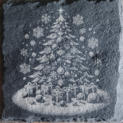 Sous-verre ardoise Sapin de Noël