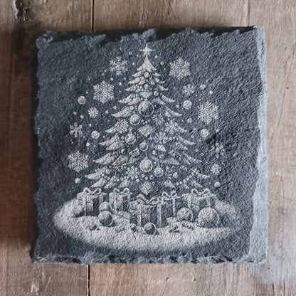 Sous-verre ardoise Sapin de Noël