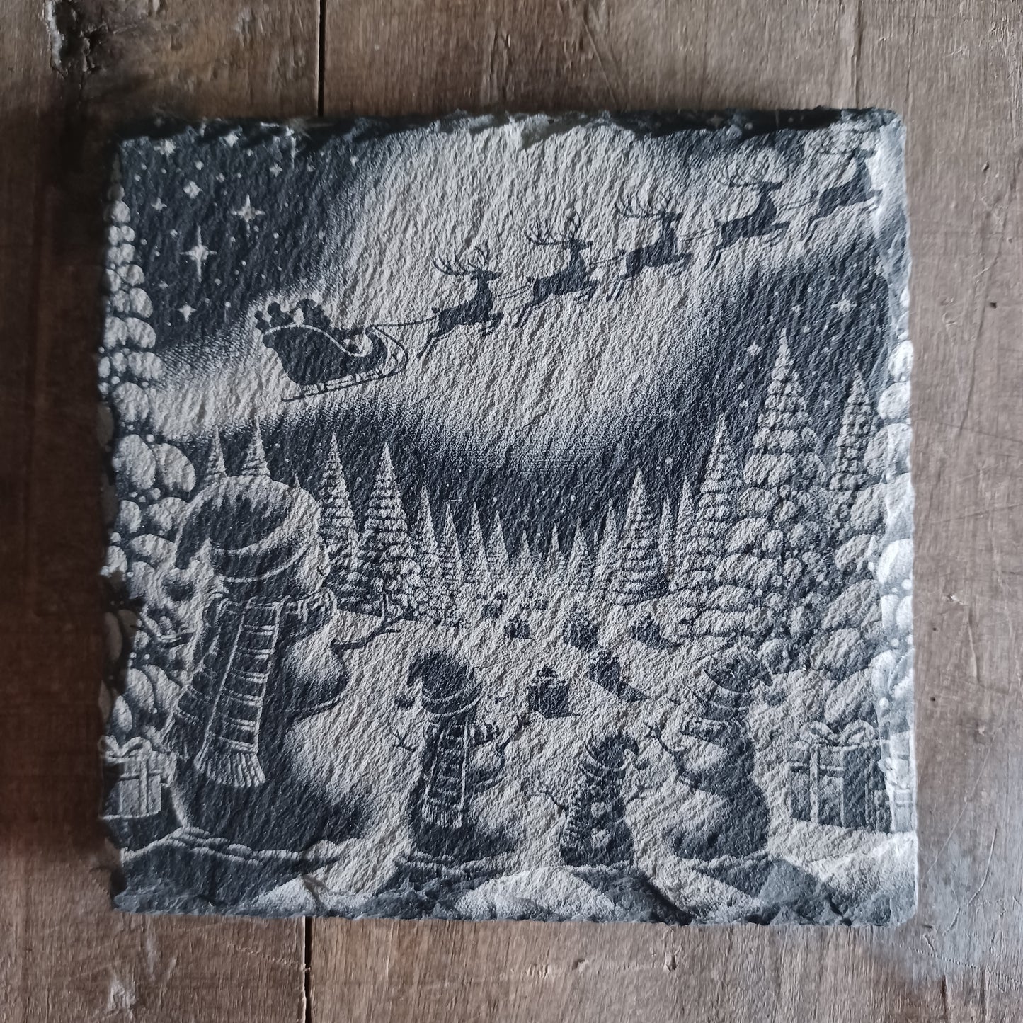 Sous-verre ardoise Bonhommes de neige