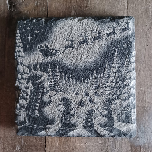 Sous-verre ardoise Bonhommes de neige