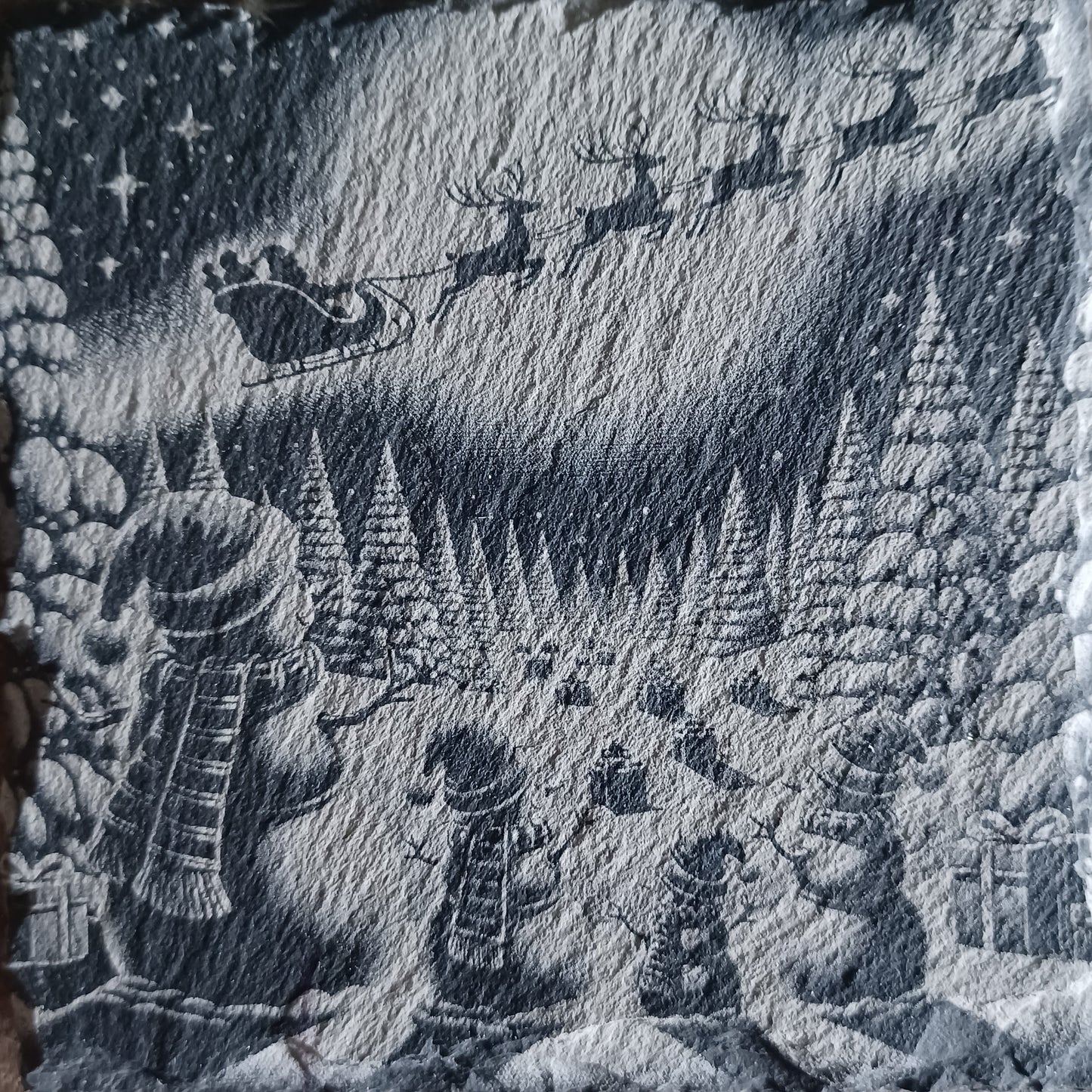 Sous-verre ardoise Bonhommes de neige