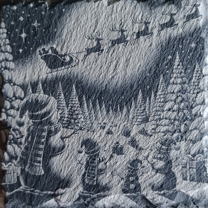 Sous-verre ardoise Bonhommes de neige