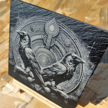 Sous-verre ardoise Les Corbeaux d'Odin