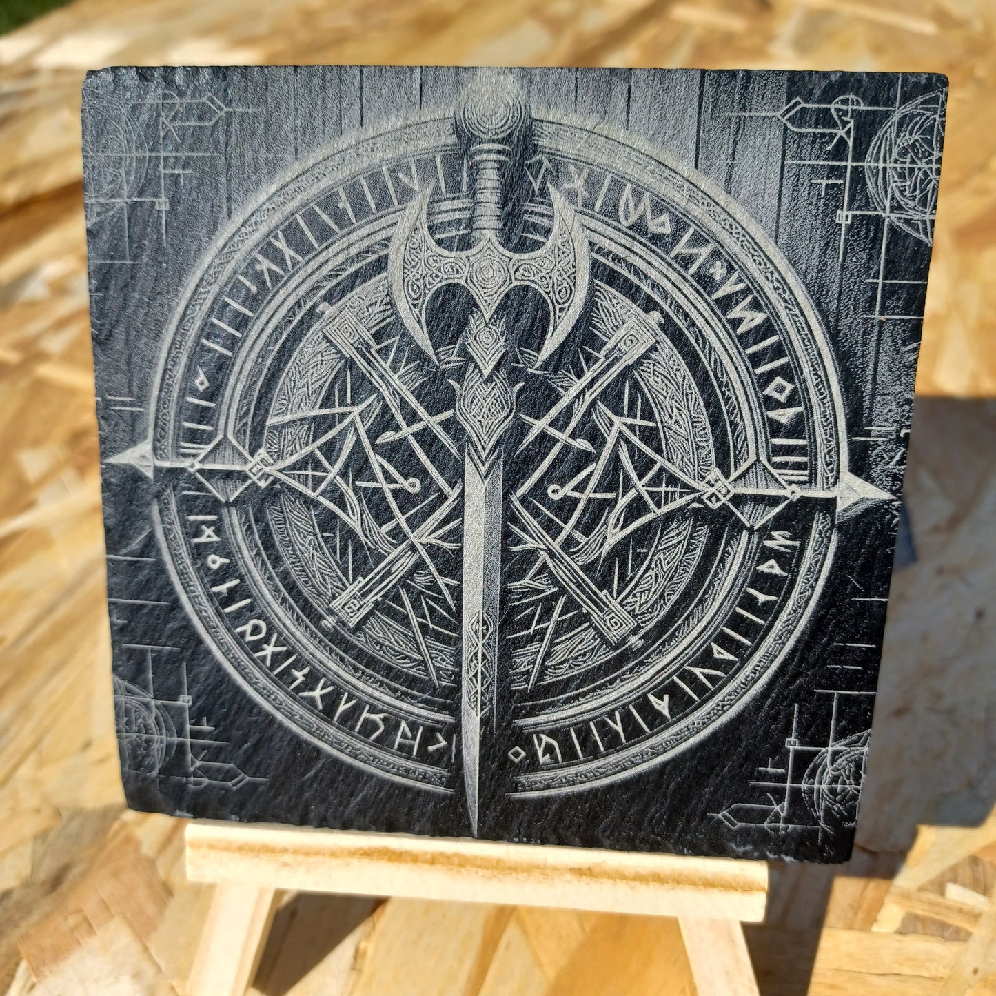 Sous-verre ardoise Épée des Runes