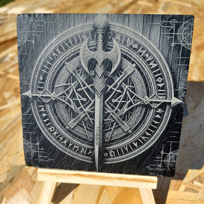 Sous-verre ardoise Épée des Runes