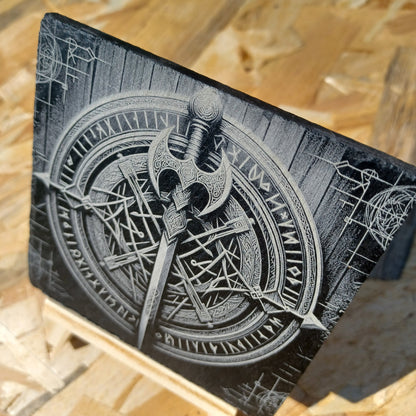 Sous-verre ardoise Épée des Runes