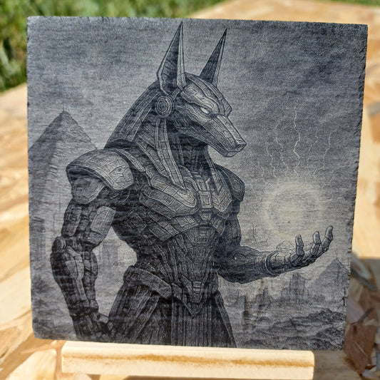 Sous-verre ardoise Anubis & l'Orbe Sacré
